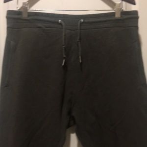 Zara mens drawstring joggers sweatpants army green w/pockets/taper cuff size XL